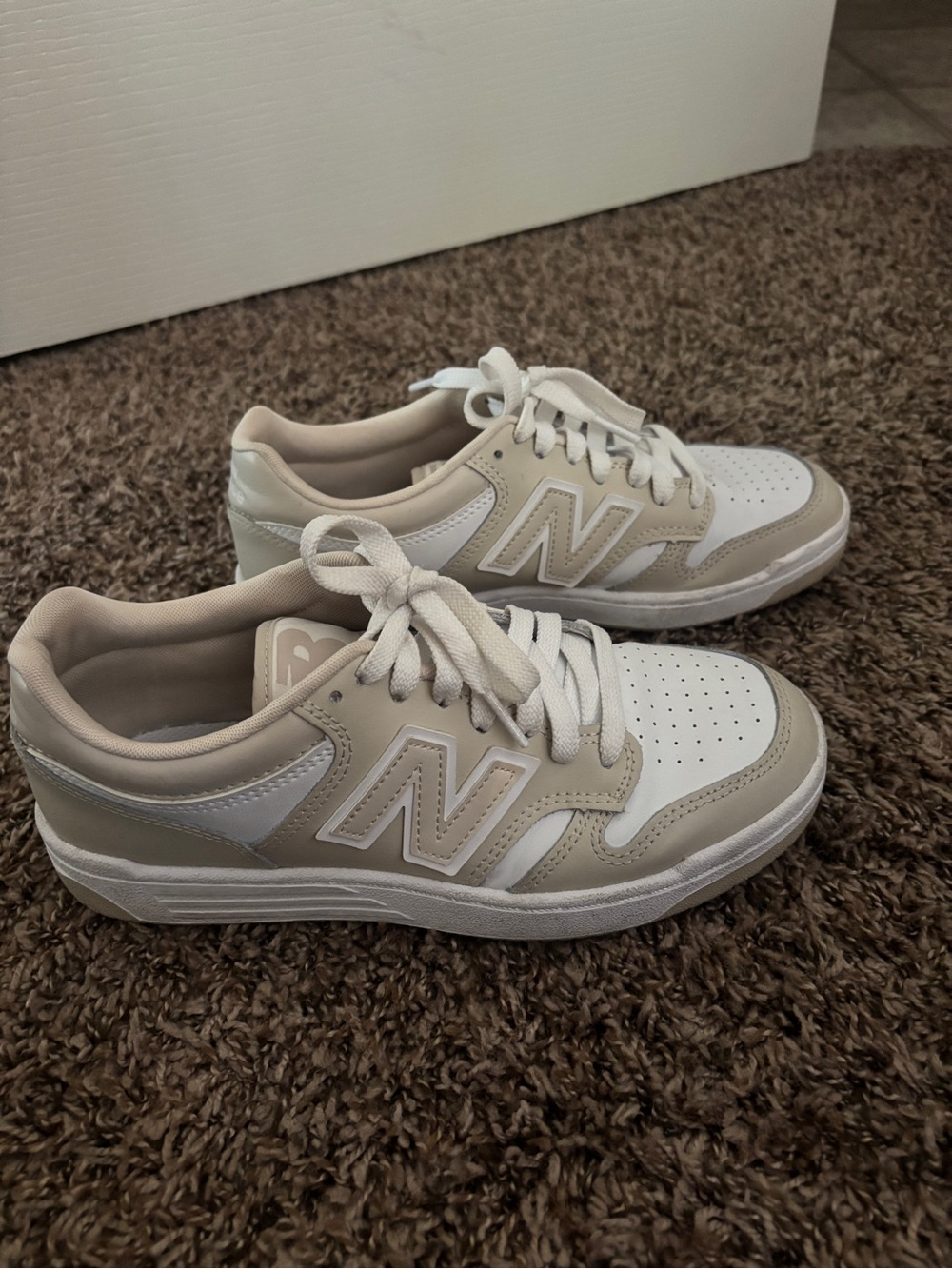 New Balance 480 Sneakers in Tan/White - Picture 3 of 5